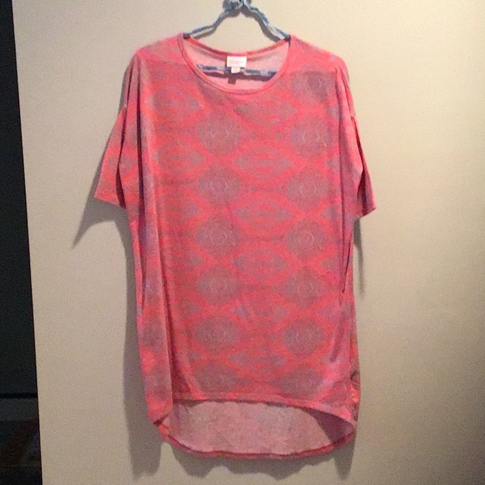 LuLaRoe Pink/Gray Short Sleeve Tunic XS Geometric Designs